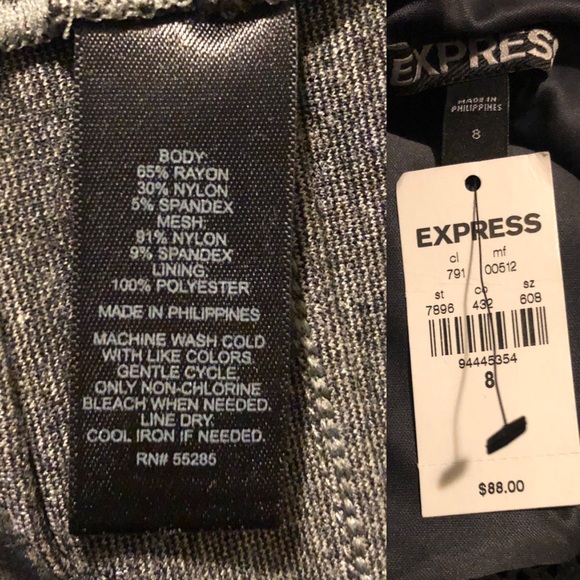 Express Gray Side Mesh Dress. Size 8 - Picture 6 of 7